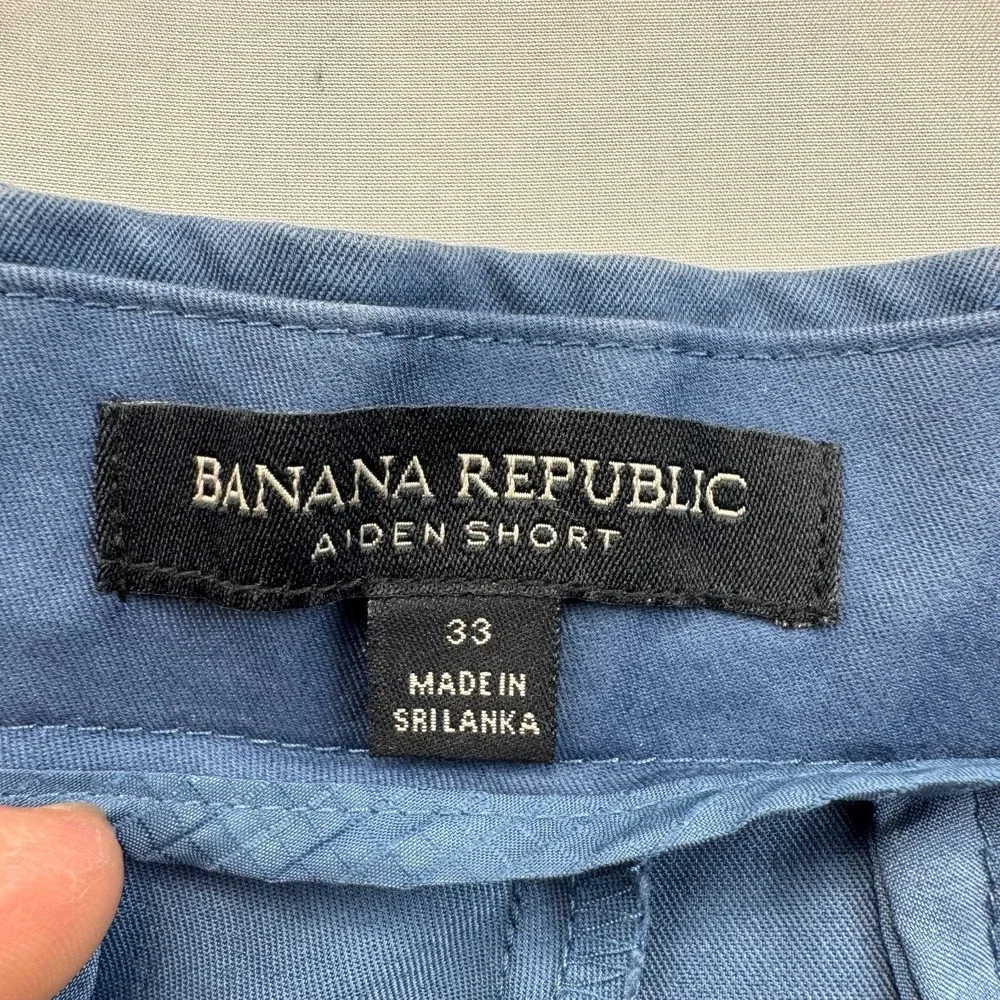 Banana Republic Aiden Chino Shorts Mens Size 33 Blue Flat Front Hiking Outdoor